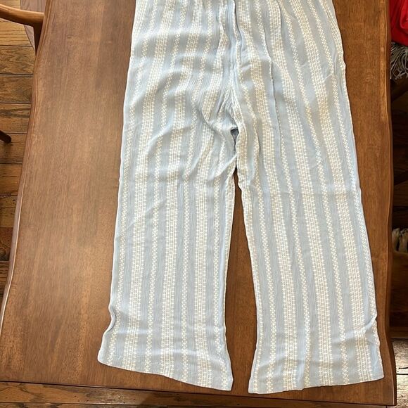 Plus Size Wide Leg Pants Blue White Gauzy Crinkle Boho Lined Tie Waist 2X Torrid - Picture 5 of 6